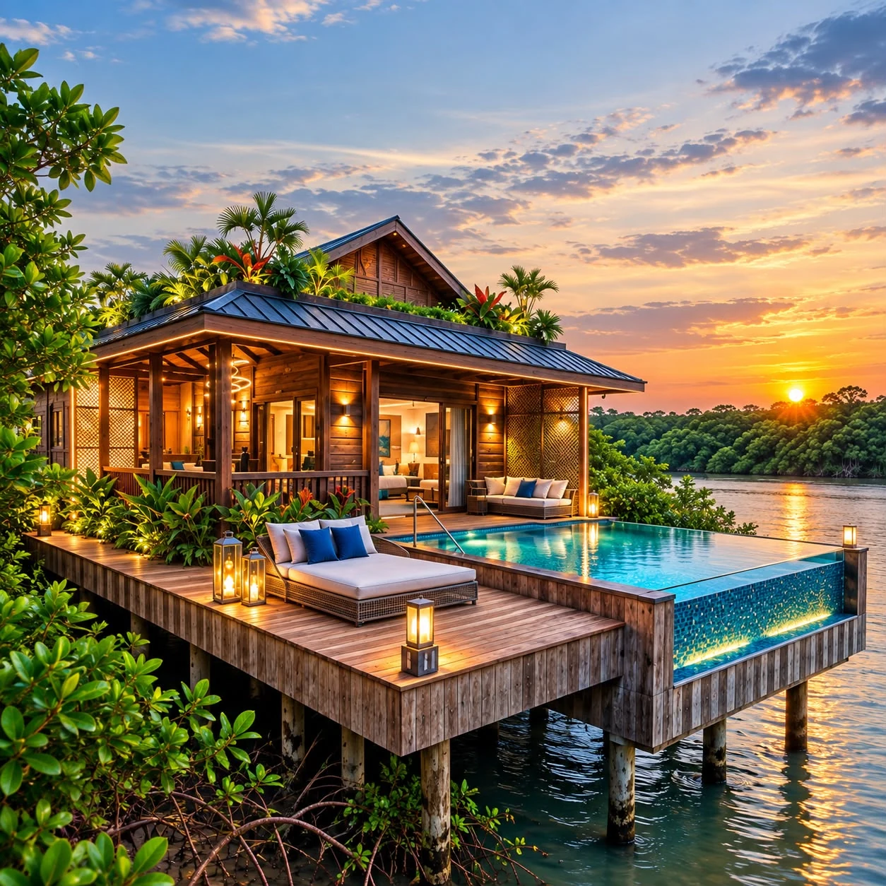 Nature-inspired luxury villa conceptual rendering