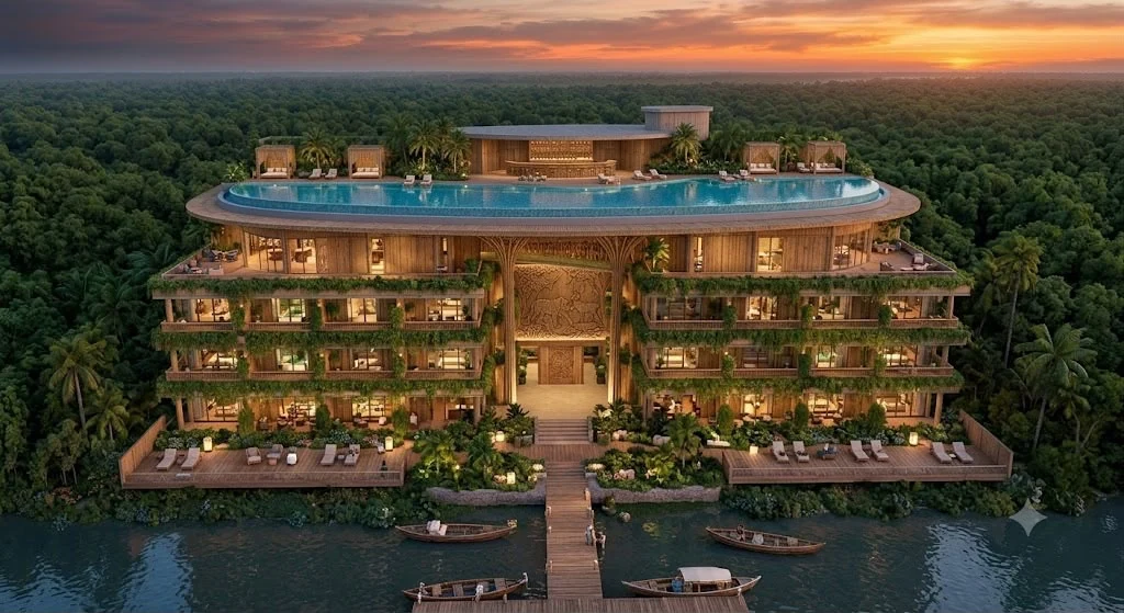 Concept visualization of the Grand Mangrove resort building
